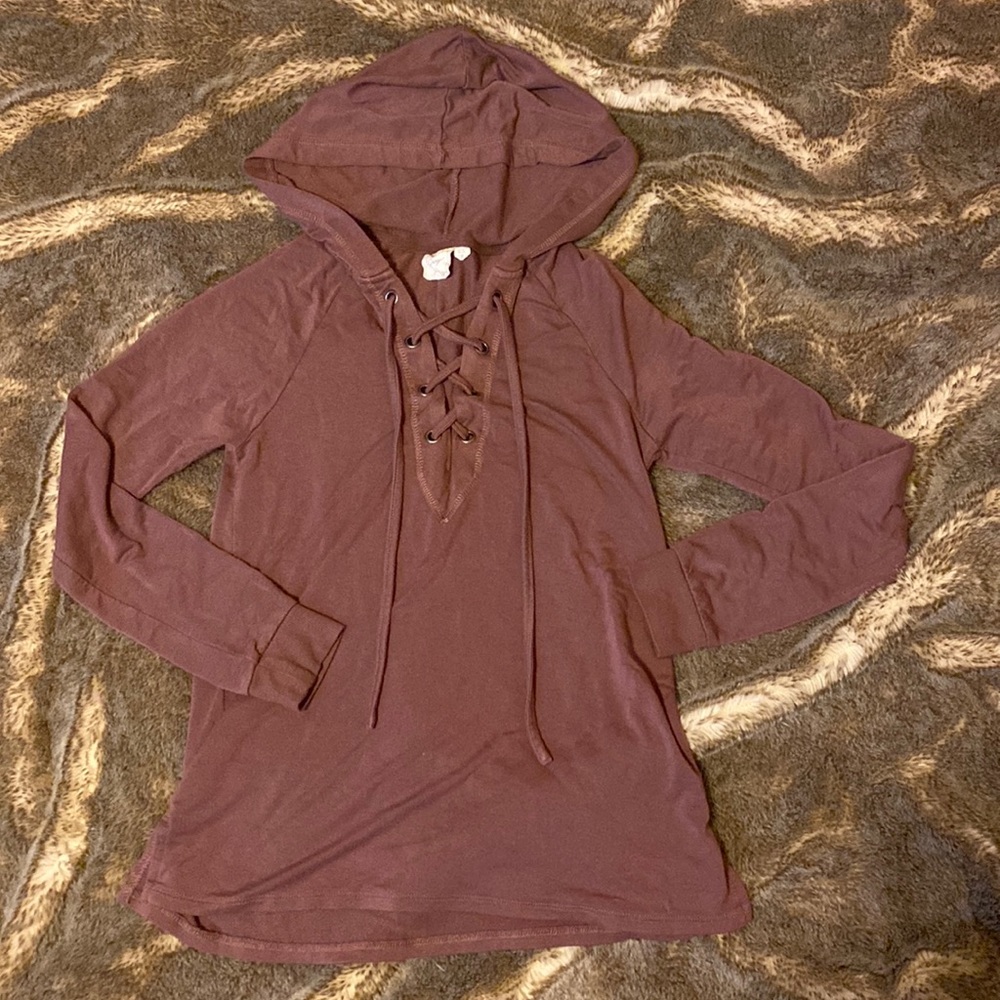 White Crow hoodie lace up long sleeve tee XS